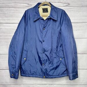 Urban‎ Outfitters Blue Sherpa Lined Button Up Jacket Adjustable Wrists FLAW